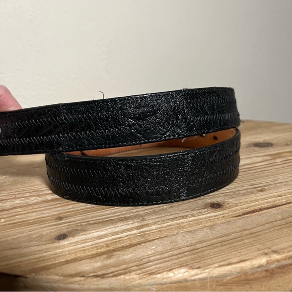 Vintage Tony Lama Black Genuine Elephant Exotic Skin Leather Belt Mens 38 - Picture 3 of 9